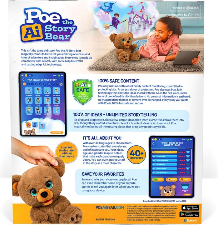 Actual product image Play I Poe - Interactive AI Bear (90255)