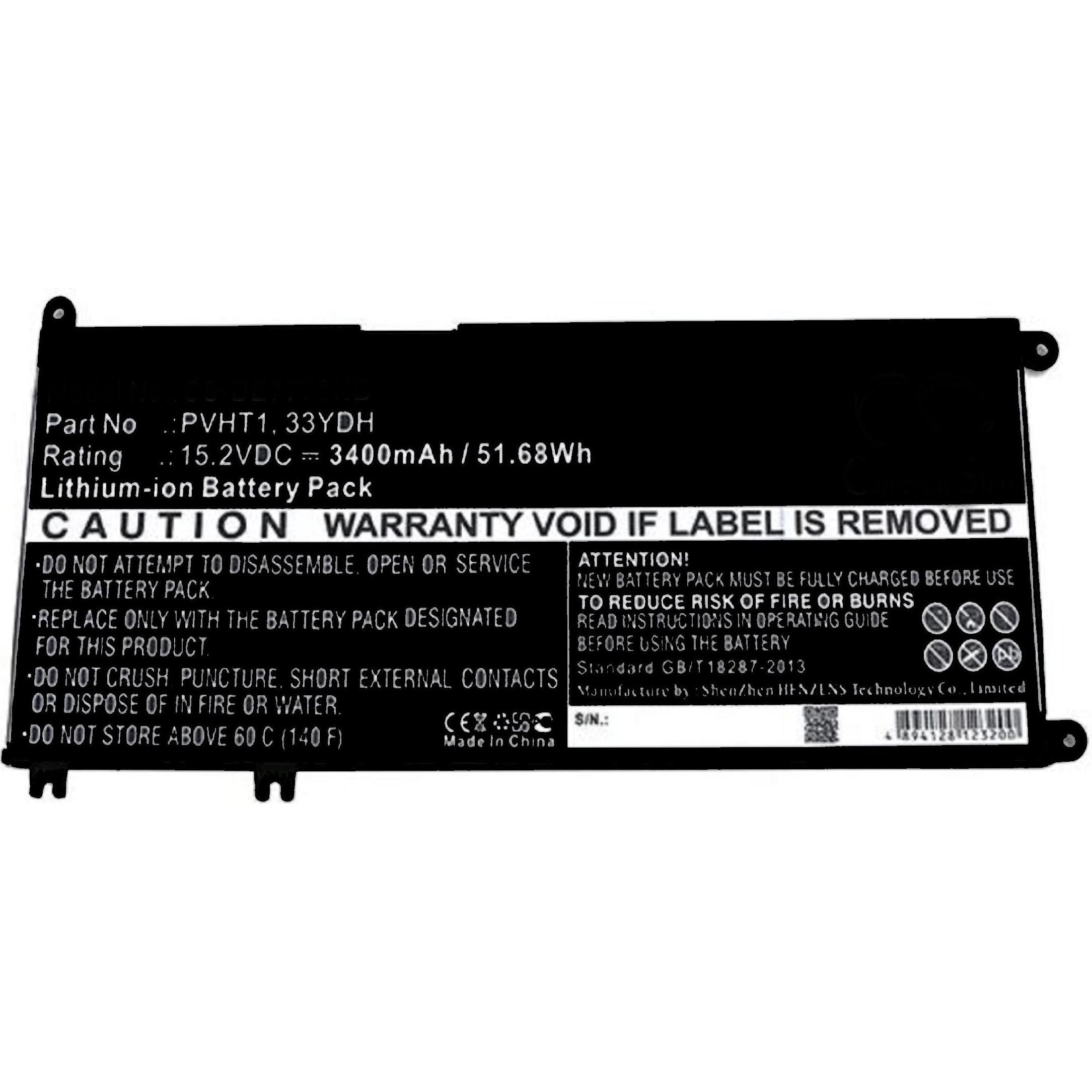 AGI Akku kompatibel mit Dell 7FhhV (3400 mAh), Notebook Akku, Schwarz