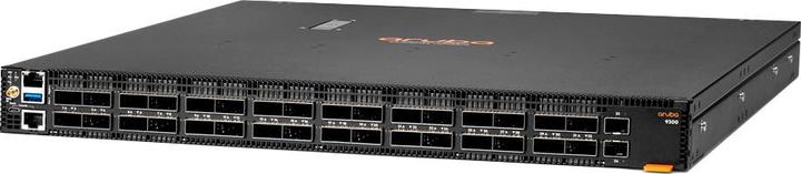 Actual product image HPE E Aruba 9300-32D Switch Bundle, /200/400G QSFP-DD, SFP+, Front to Back, 6x Fans, 2x (32 Ports)