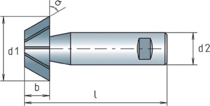 Produktbild Alpen Winkelfräser DIN 1833 D Typ N D.16 mm 45 ° HSS-Co Schneidenanzahl 8