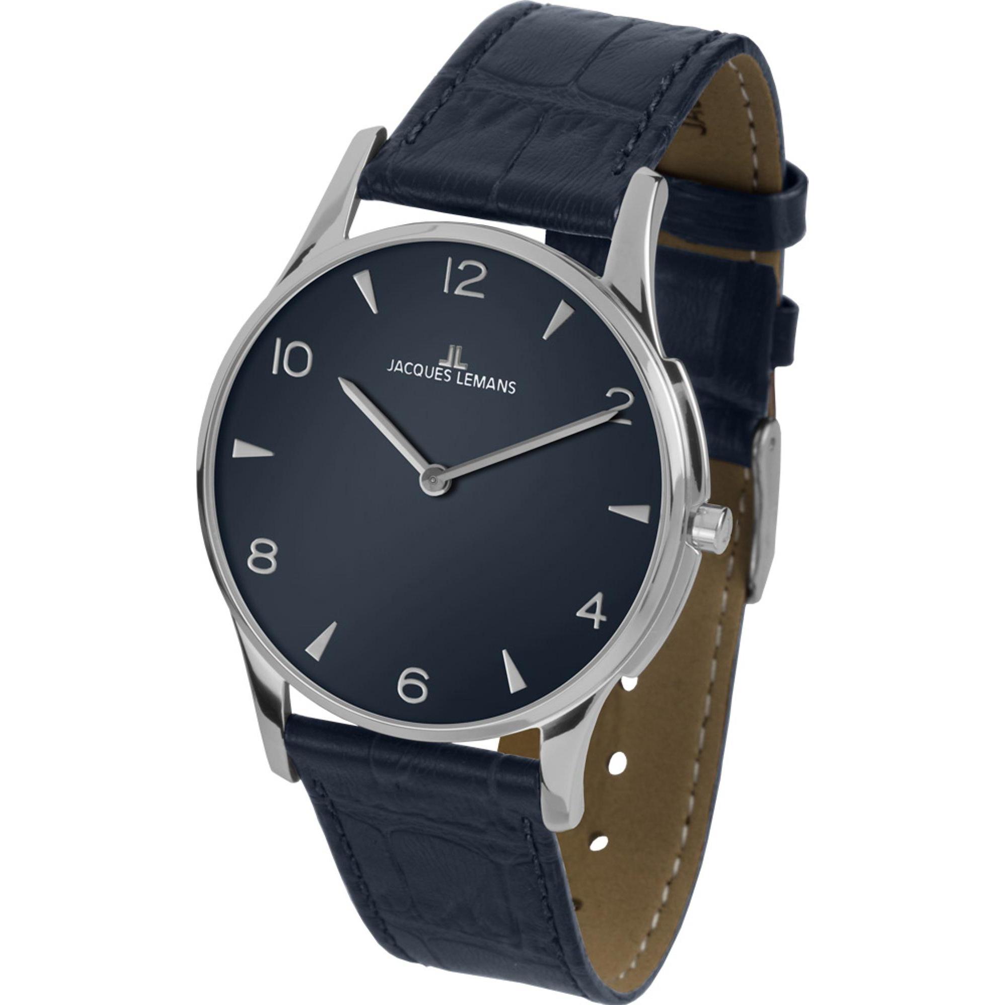 Jacques Lemans, Armbanduhr, Damenuhr Classic, Silber, (Analoguhr, 28 mm)
