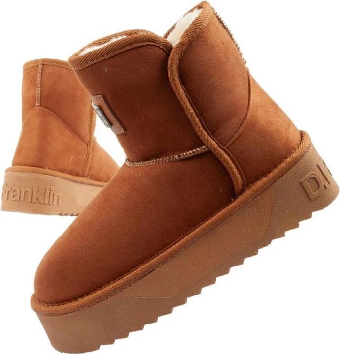 D.Franklin women's winter snow boots, fashionable fur lined, brown ankle boots (39)