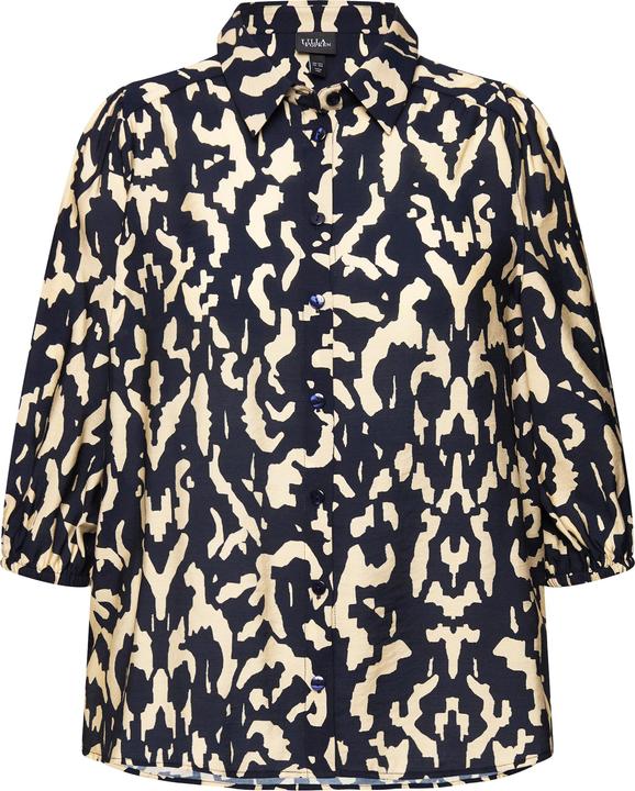Immagine prodotto Ulla Popken Blusa dal taglio oversize e più lunga sul retro con collo da camicia e maniche a 3/4 (54)