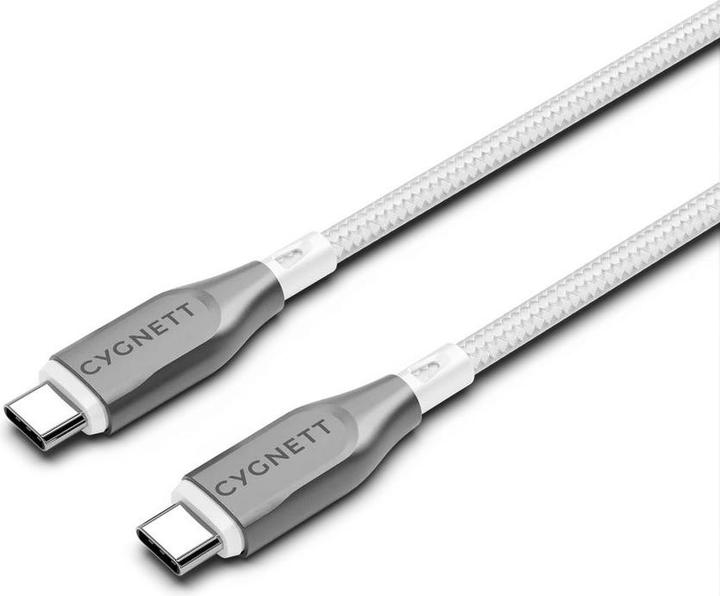 Productafbeelding Cygnett Gepantserde USB-C naar USB-C 60W snellaadkabel USB 2.0 (1m, wit) (1 m, USB 2.0, 100 W)