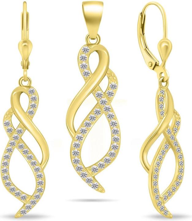 Produktbild Brilio Silver - Shiny gold-plated jewelry set with zircons SET222Y (earrings. pendant)