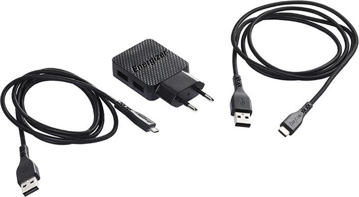 Produktbild Energizer Lifetime Wall Charger USB-C + Micro-USB Cable (2m) black (12 W)