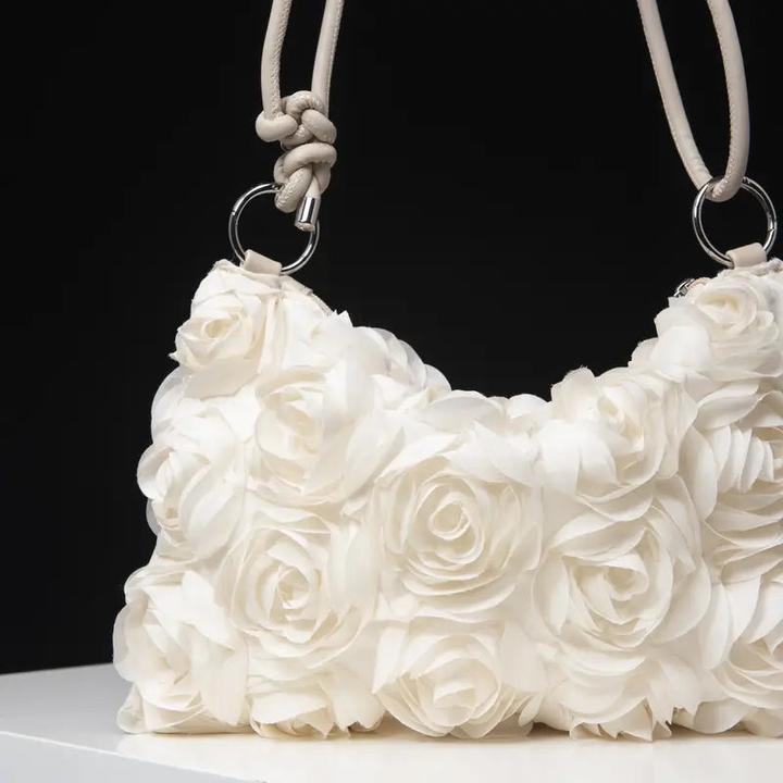 Produktbild Only-Bags.Store Elegante Rose Floral Umhängetasche - verstellbarer Riemen, Reissverschluss, Polyester, perfekt für