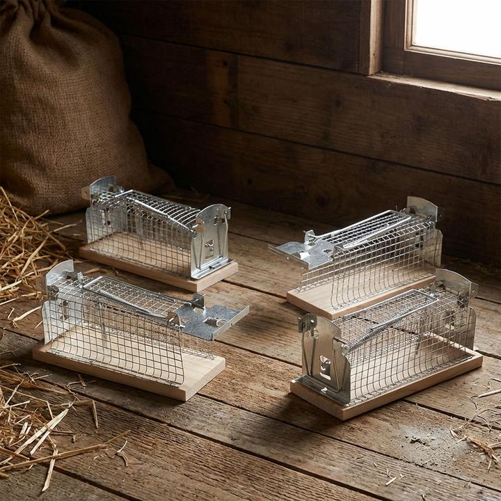 Produktbild Ideoon 4er-Set Maus-Käfigfalle - Wiederverwendbare Lebendfalle für innen und aussen - Effektive Mausefalle
