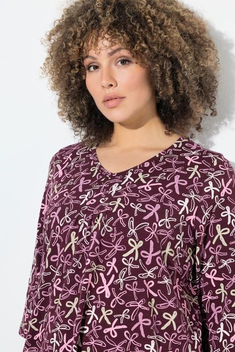 Immagine prodotto Ulla Popken Maglia dal taglio svasato con pieghe decorative, scollo a V e maniche a 3/4 (62)