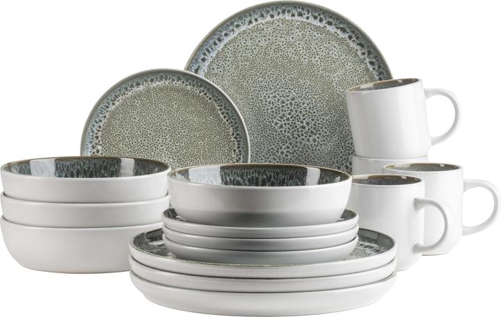 Beige / Blue / Green, Dark speckles, Green