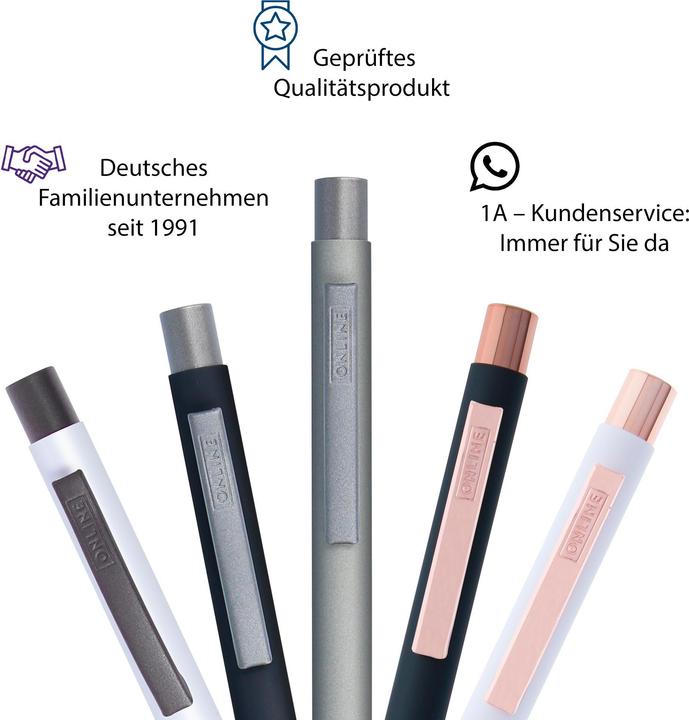 Image du produit Online Stylo à bille Métal mou Medium (M), Gris (Grey, 1x)