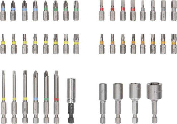 Produktbild Bosch Professional Bit Set Extra Hard (Innensechskant, Innensechsrund TX, Kreuz Phillips PH, Kreuz Pozidriv PZ, Schraubschlitz)