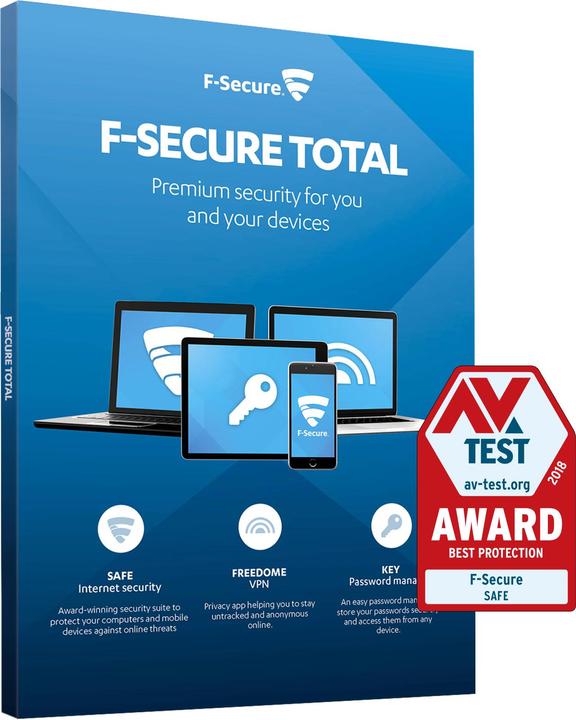 Image du produit F-Secure Total (3 Utilisateur, 3 Périphériques/Utilisateurs, 12 mois)