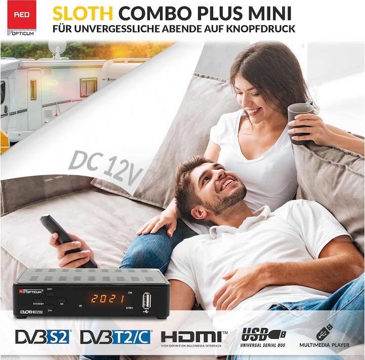 Immagine prodotto Opticum Ricevitore SAT Red Sloth Combo più mini (DVB-T/T2, Slot CI+)