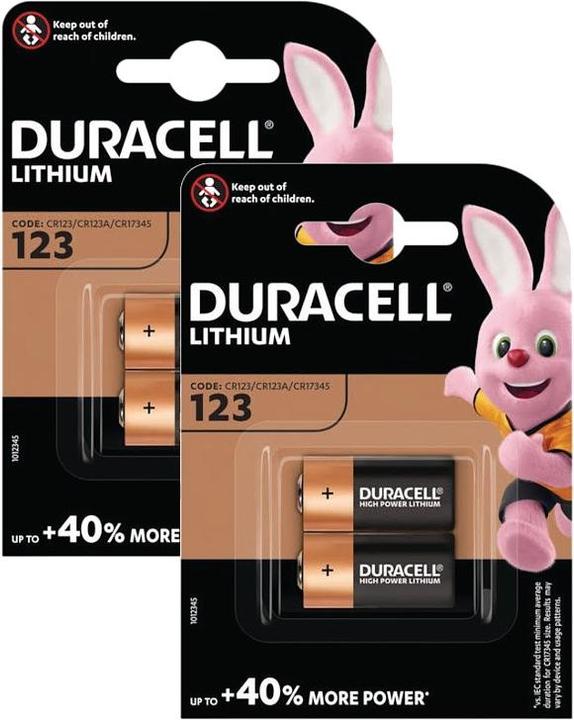 Produktbild Duracell DL123/CR123A Lithium Battery - 4 Pack (4 Stk., CR123A, 1400 mAh)