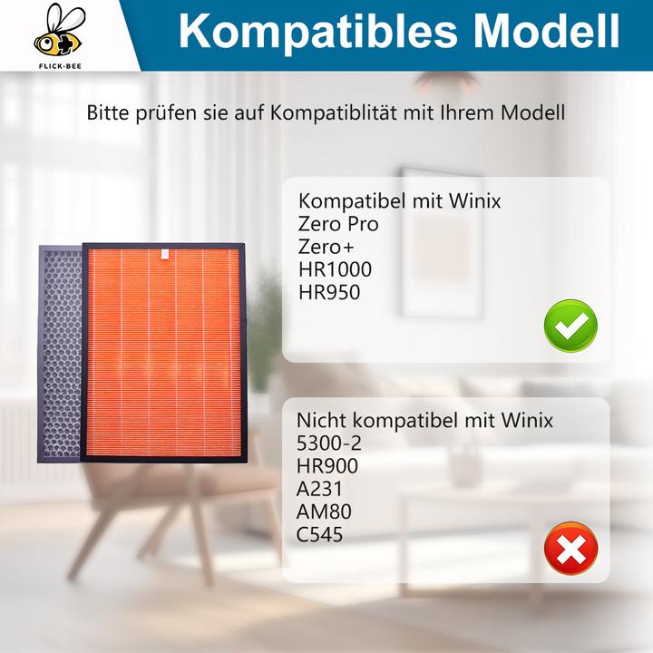 Actual product image Flickbee Filter set for Winix ZERO Pro / ZERO+ / HR1000