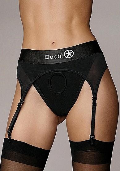 Produktbild Ouch! Vibrating Strap-on Thong with Adjustable Garters - XS/S
