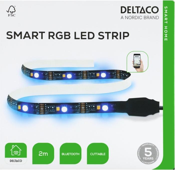 Actual product image Deltaco USB-powered LED loop (RGB, Multicoloured, White, RGBW, 200 cm, Indoor, Outdoor)