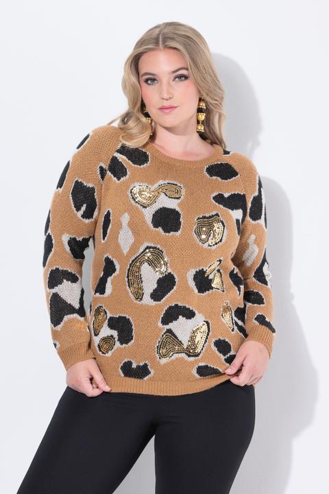 Produktbild Miamoda Pullover, Pailletten Leomuster, Raglan-Langarm (50, 52)