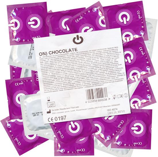 Produktbild ON) Chocolate» 100 schwarze Kondome mit Schokoaroma, Maxipack (100 Stk.)