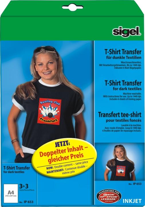 Image du produit Sigel Films de transfert InkJet pour T-shirts (250 g/m², 6x)