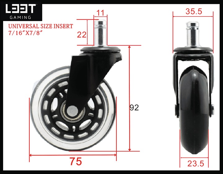 Image du produit L33T Roulettes pour chaises de jeu