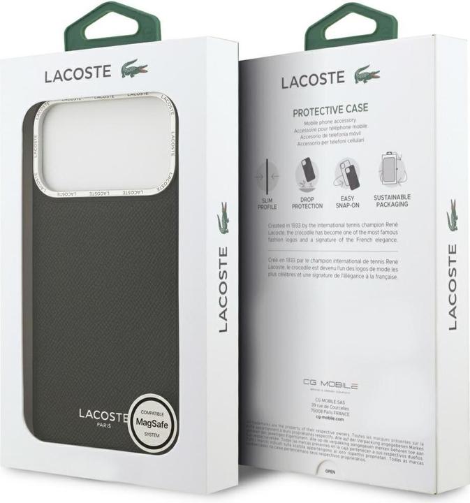Produktbild Lacoste Hard Cover PU Leather Champs Elysees MagSafe Black, for iPhone 17 Pro Max, LCHMP17XPCESK (Apple iPhone 17 Pro Max)