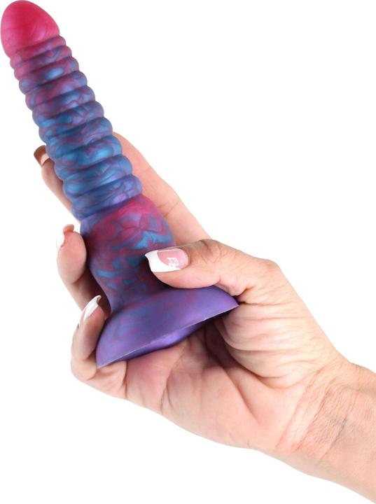Actual product image NS Novelties colours stacked 6 inch dildo red/gold