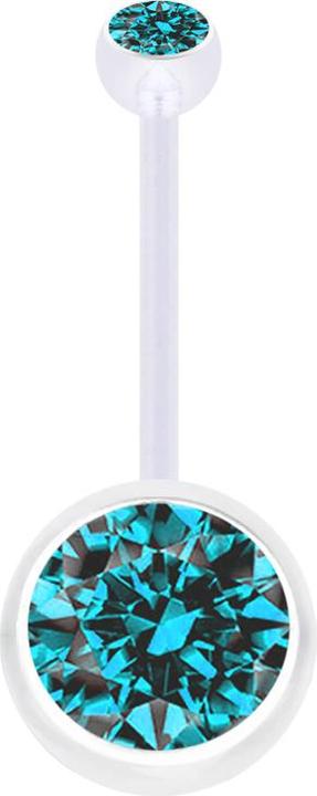 Produktbild Star Piercing Banane Schwangerschaft transparent mit zwei Kugeln Kristall gross aqua (ohne Messing, Kunststoff)