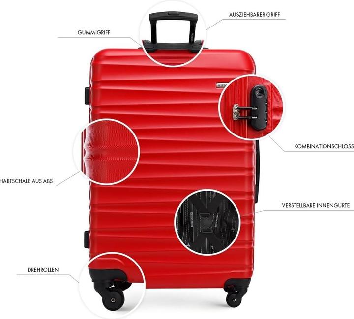 Image du produit Wittchen Set de 4 valises avec roulettes et cadenas, incluant une trousse de beauté