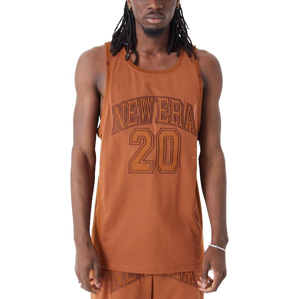 New Era, Herren, Sportshirt, Poly Mesh Tank Top - BRAND LOGO earth braun - XXL (XXL), Braun, XXL