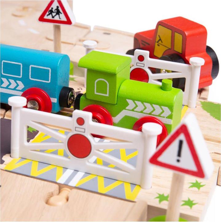 Actual product image Bigjigs Wooden road and train set Countryside, 80 pcs.