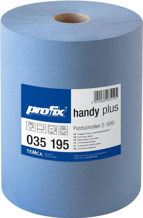 Profix Poetsdoek handy plus L380xB360afm. mm blauw 2-laags, geperforeerd (2 x)