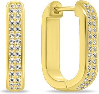 Image du produit Brilio Silver - Oval gold-plated earrings with zircons EA1139Y