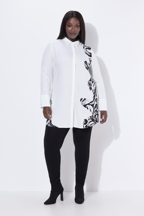 Immagine prodotto Ulla Popken Blusa lunga con design animalier, collo da camicia e maniche lunghe (46, 48)