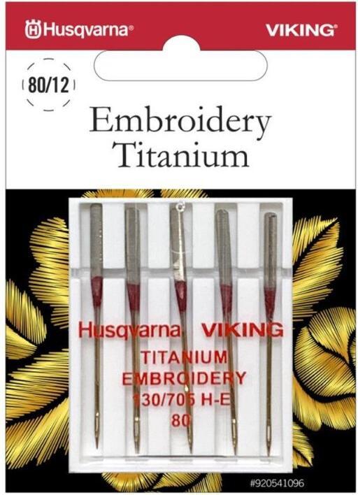 Actual product image Husqvarna Embroidery needle Titanium 80/12, 5 needles