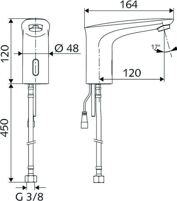 Produktbild Schell Elektronische WT-Armatur MODUS E Typ HD-K, Netzbetrieb chrom