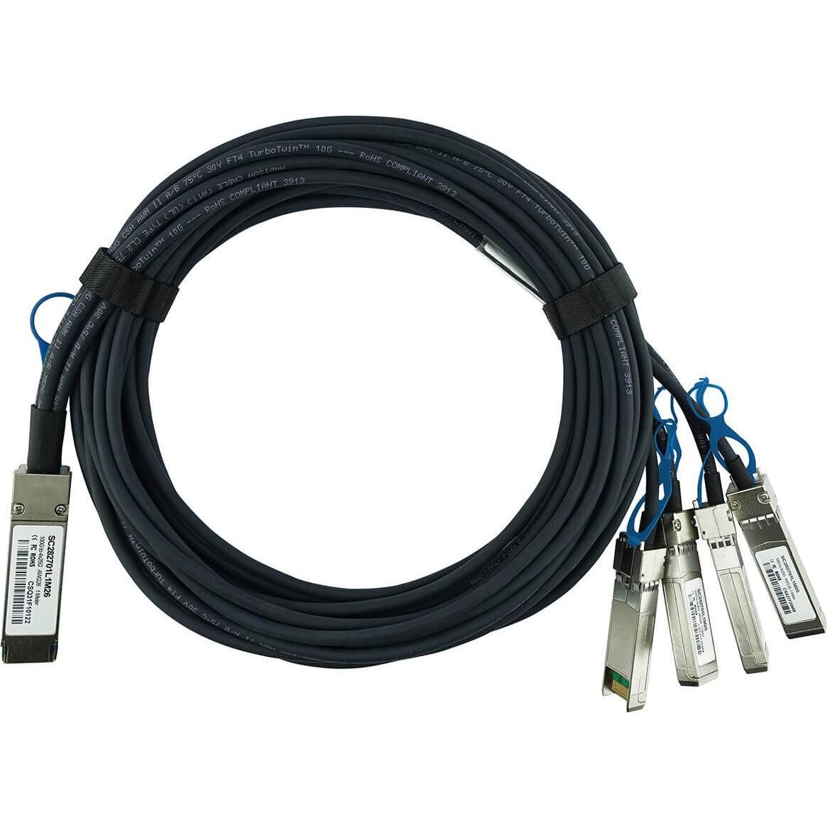BlueOptics 100G-Q28-S28-C-0501-RU - 5 m - QSFP28 - 4 x SFP28 - Schwarz, Transceiver, Schwarz