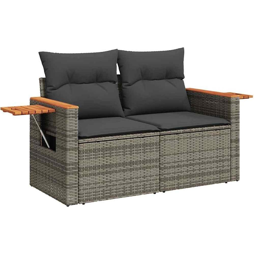Thumbnail - VidaXL, Gartenlounge, 6-tlg. Garten-Sofagarnitur mit Kissen Grau Poly Rattan Akazie