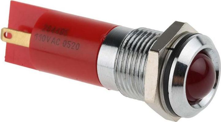 Produktbild RS PRO LED vorst 14mm chrom 110VAC rot IP67