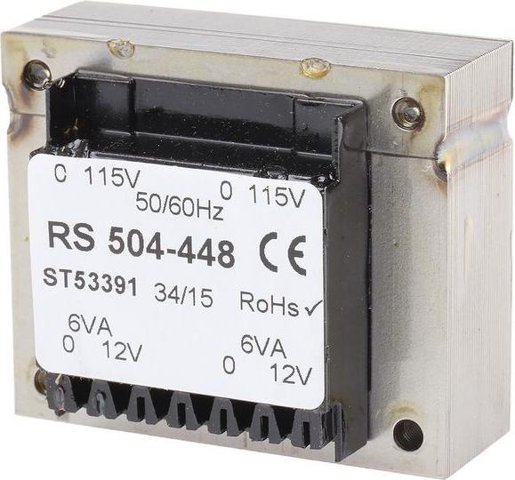 Actual product image RS PRO PCB mount transformer,12VA 2x12V o/p