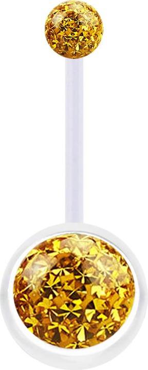 Immagine prodotto Star Piercing Banana trasparente con due sfere di cristallo topazio strato protettivo epossidico (Materiale sintetico, senza ottone)