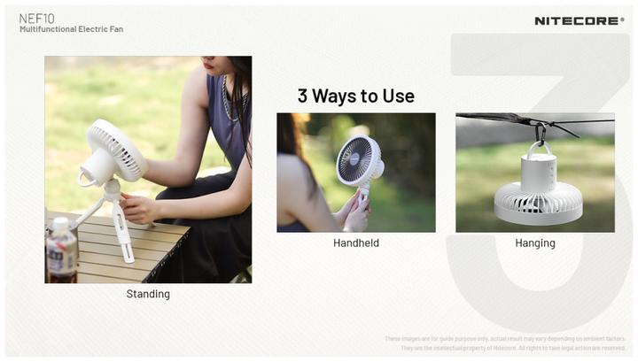 Actual product image Nitecore Fan, with light and power bank, grey