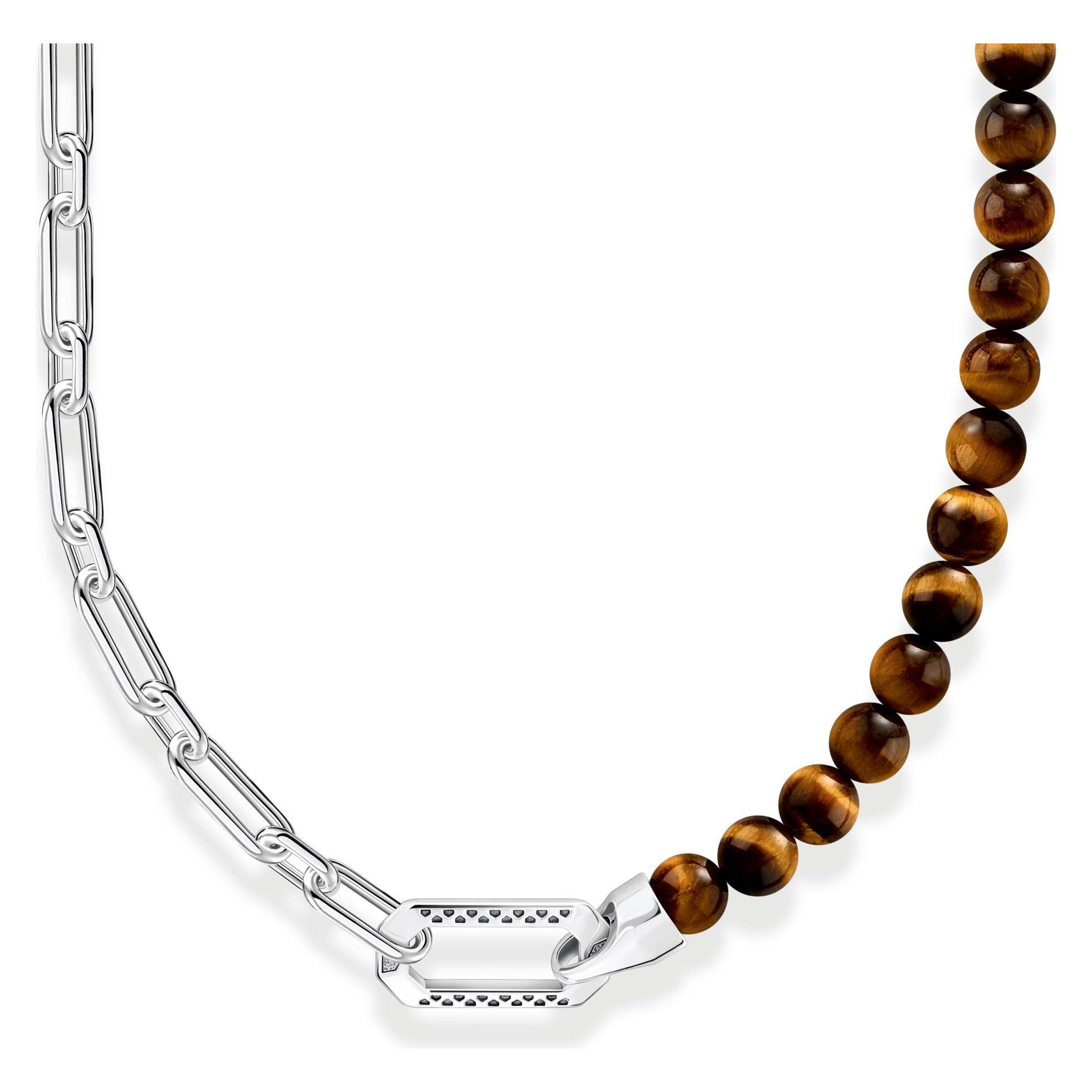 Thomas Sabo, Halsschmuck, Kette Mit Braunen Beads Silber Geschwärzt, (925er Silber, Silber, Silber 925)