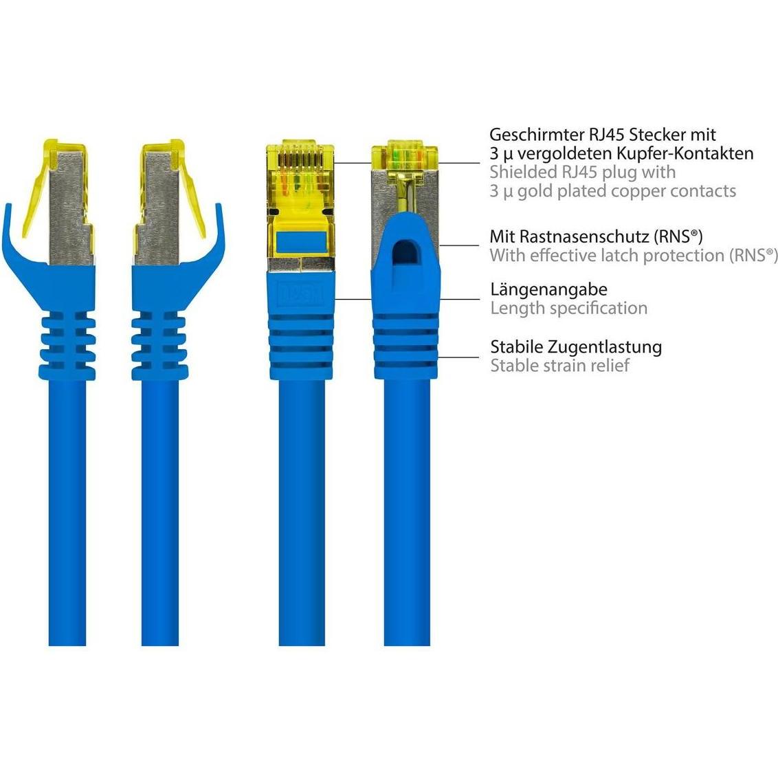 Thumbnail - Good Connections RJ45 Patchkabel mitCat.7 Rohkabel und Rastnasenschutz (RNS), S/FTP, PiMF, halogenfrei, 600MHz, OFC (S/F...