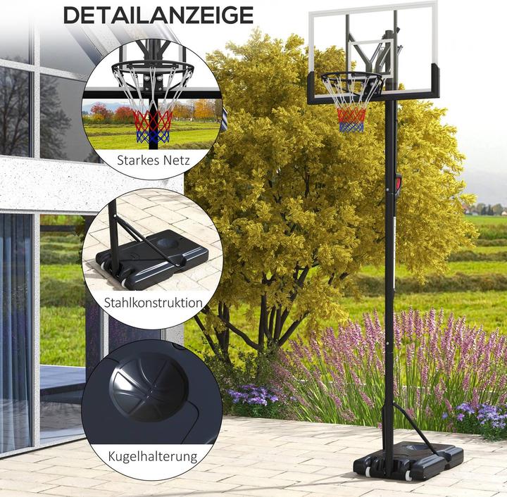 Produktbild SportNow Basketballkorb mit Ständer Stahl, Kunststoff Schwarz
