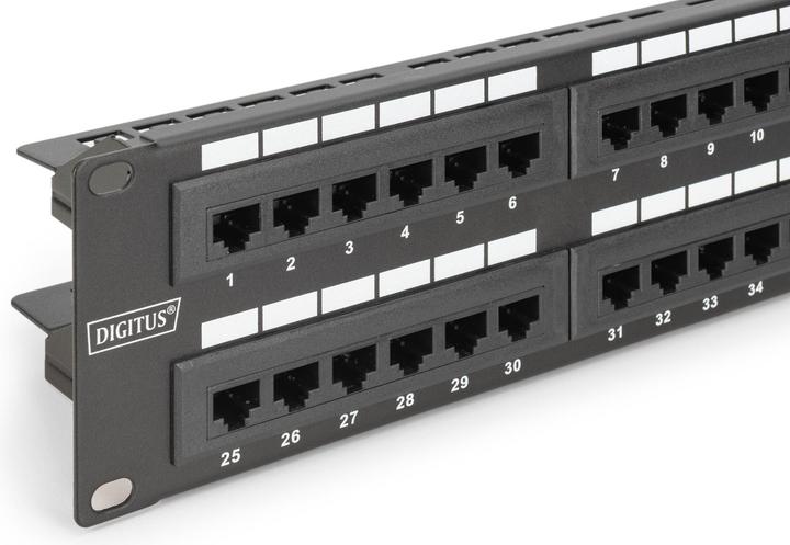 Immagine prodotto Digitus Patch Panel 48,3cm 19Z 48Port 2U Cat6 non schermato nero RAL 9005 Installazione cavi con LSA Leis...