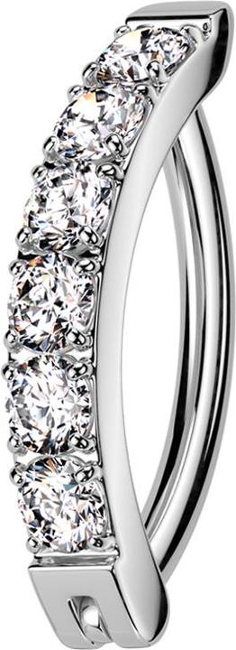 Immagine prodotto Star Piercing Scudo a banana con cerniera in argento una fila di cristalli in argento (Titanio)