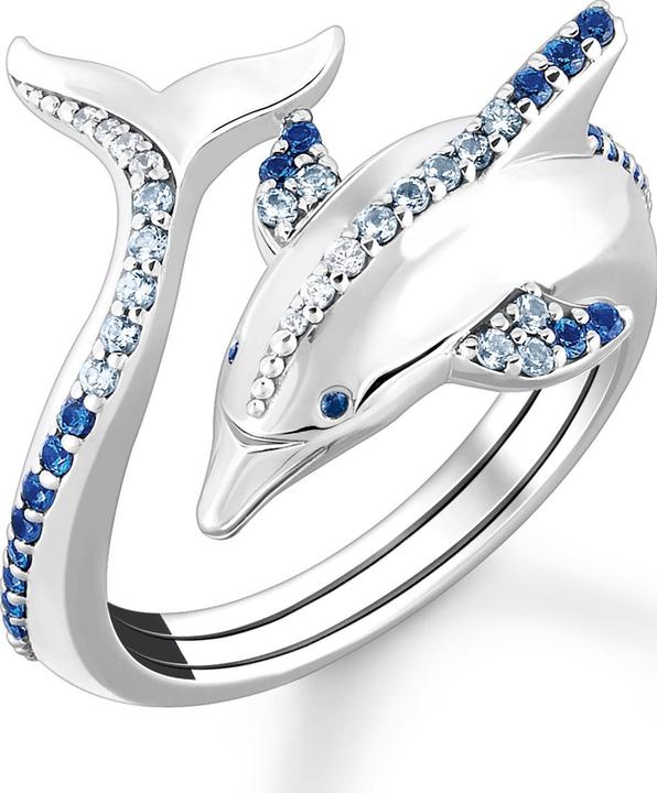Produktbild Thomas Sabo Ring Delfin mit Blauen Steinen (54, 925 Silber)
