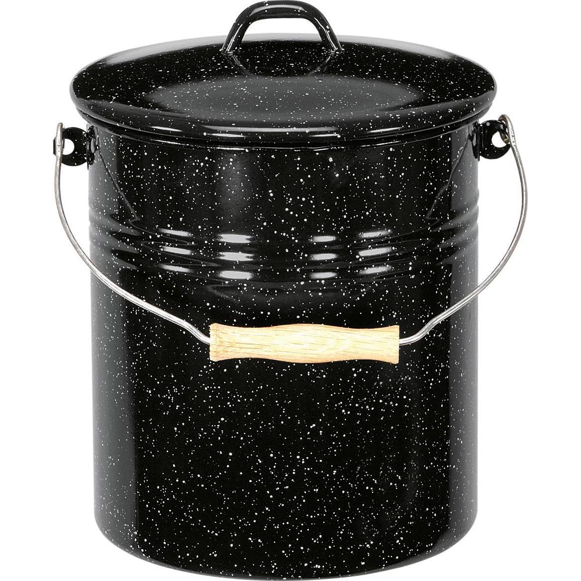 Krüger Mülleimer 5l m.D. sw-wss gesp., Abfalleimer, Schwarz